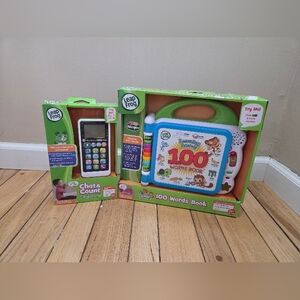 Lot of 2: Leapfrog Baby Learning Toys (100 Words Book + Chat & Count Phone)